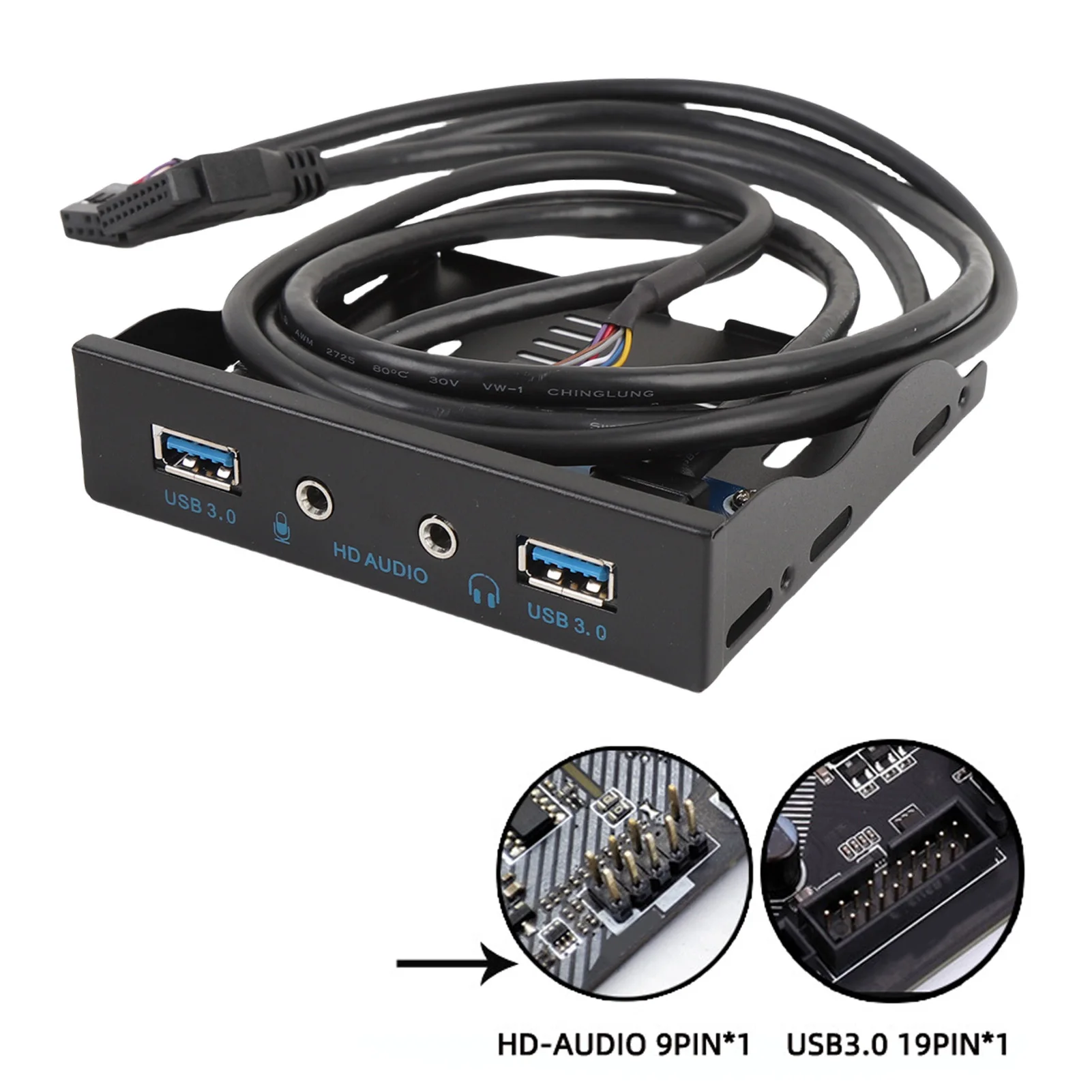 

Передняя панель USB 3.0 3,5 дюйма, простая настройка, 19-контактный разъем для дискет USB 3.0, передняя панель, быстрая передача данных для компьютерных чехлов