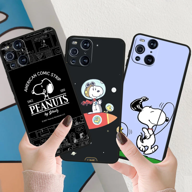 Cartoon Snoopy Cool For OPPO Find X6 X5 X3 X2 F21S F21 Pro Lite Neo Black Silicone Fundas Soft Phone Case