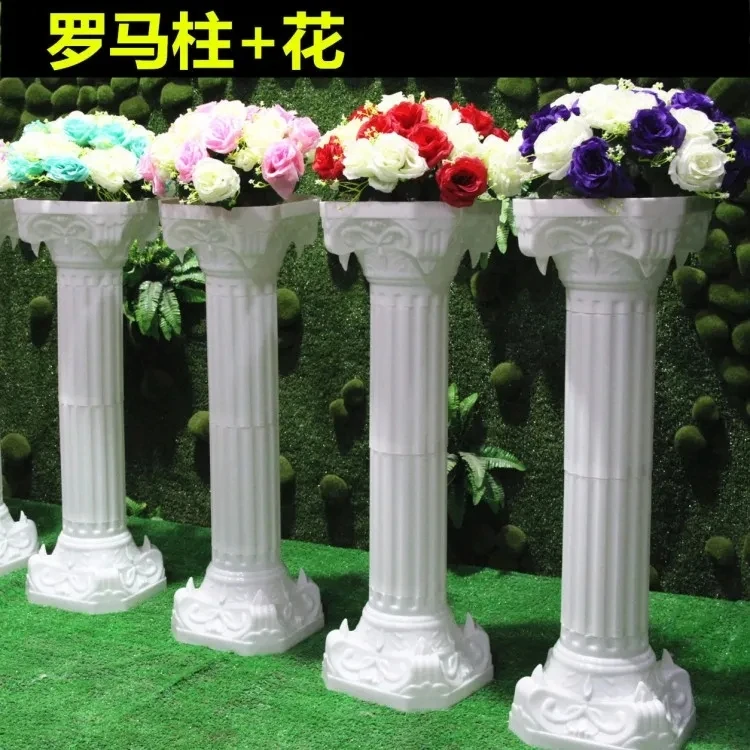 Artificial Flower Wedding Decoration White Roman Column Road Cited Pillars For Party Welcome Area Decor