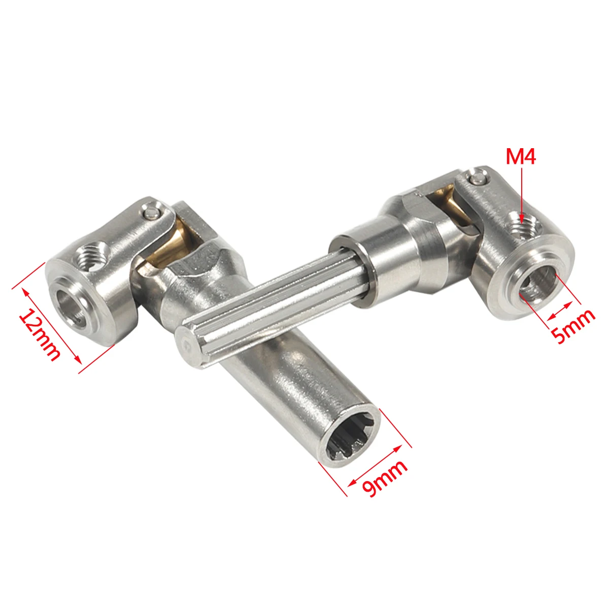 Stainless Steel Drive Shaft 5mm Universal Joint Driveshaft for 1/10 RC Rigs Crawler SCX10 Pro TRX4 High Trail TF2 VS4-10 CC02