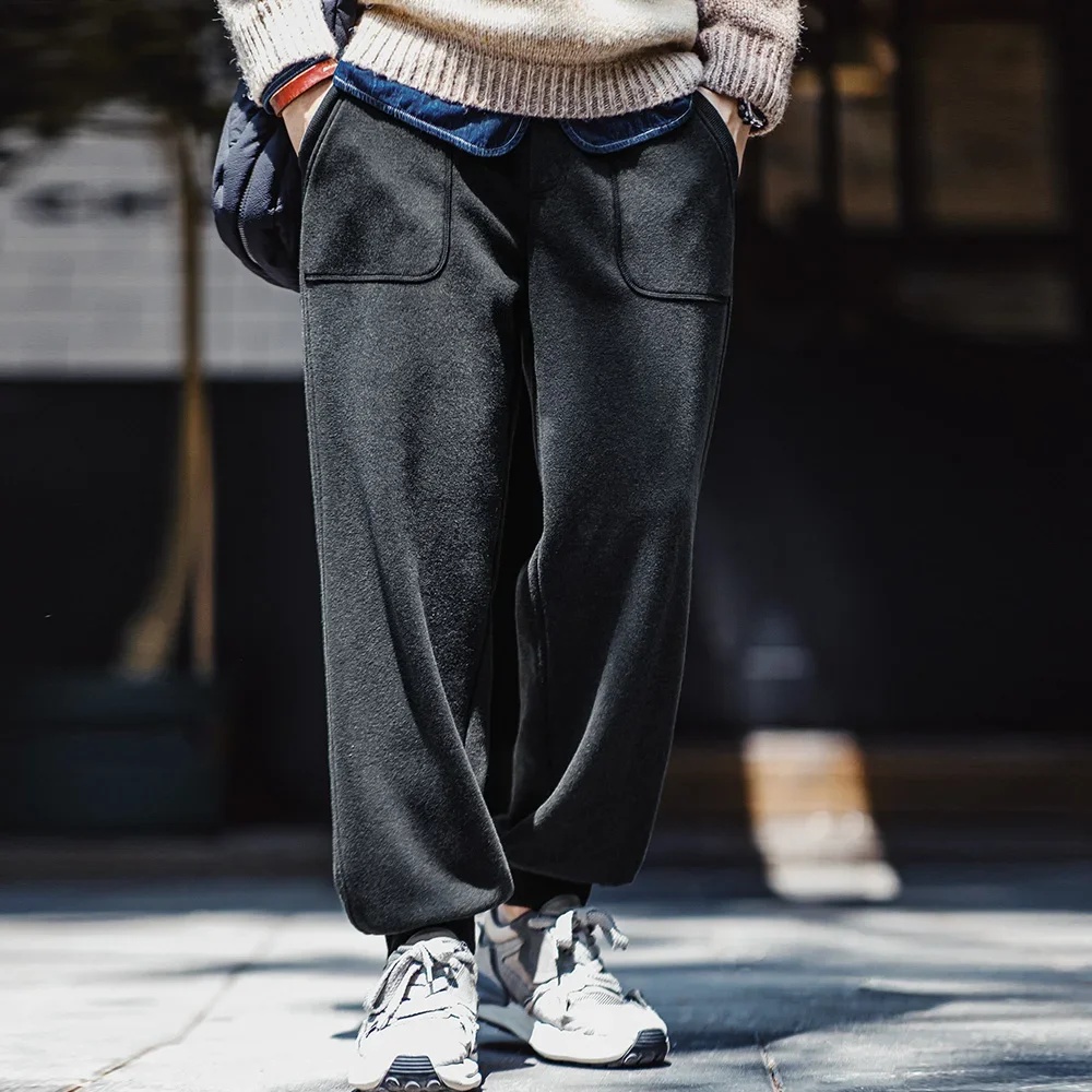 

Однотонные флисовые спортивные штаны Maden в стиле ретро, спортивные повседневные зауженные брюки с эластичной резинкой на талии для мужчин, осенне-зимние теплые брюки