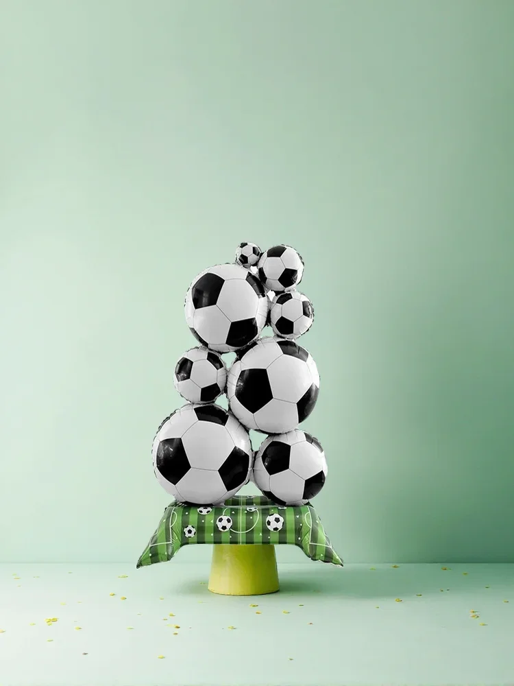 1 Stück stehender Fußball-Ballonstapel aus Aluminiumfolie, geeignet für die Dekoration von Fußballfeldern, Geburtstagsfeiern