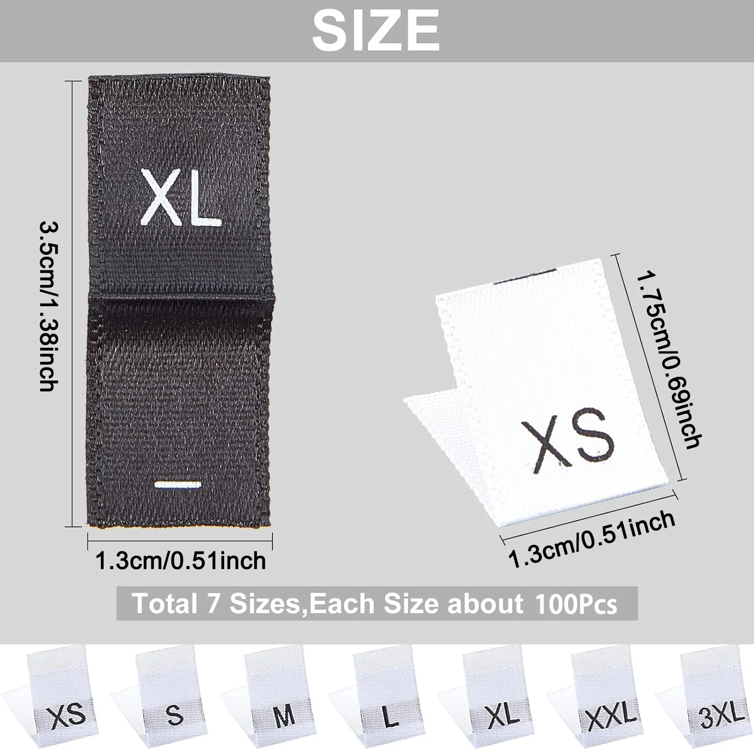 700Pcs Size Labels for Clothing Woven Garment Size Tags XS-3XL Mix Sewing Size Labels Clothes Fabric Embroidered Label Tags