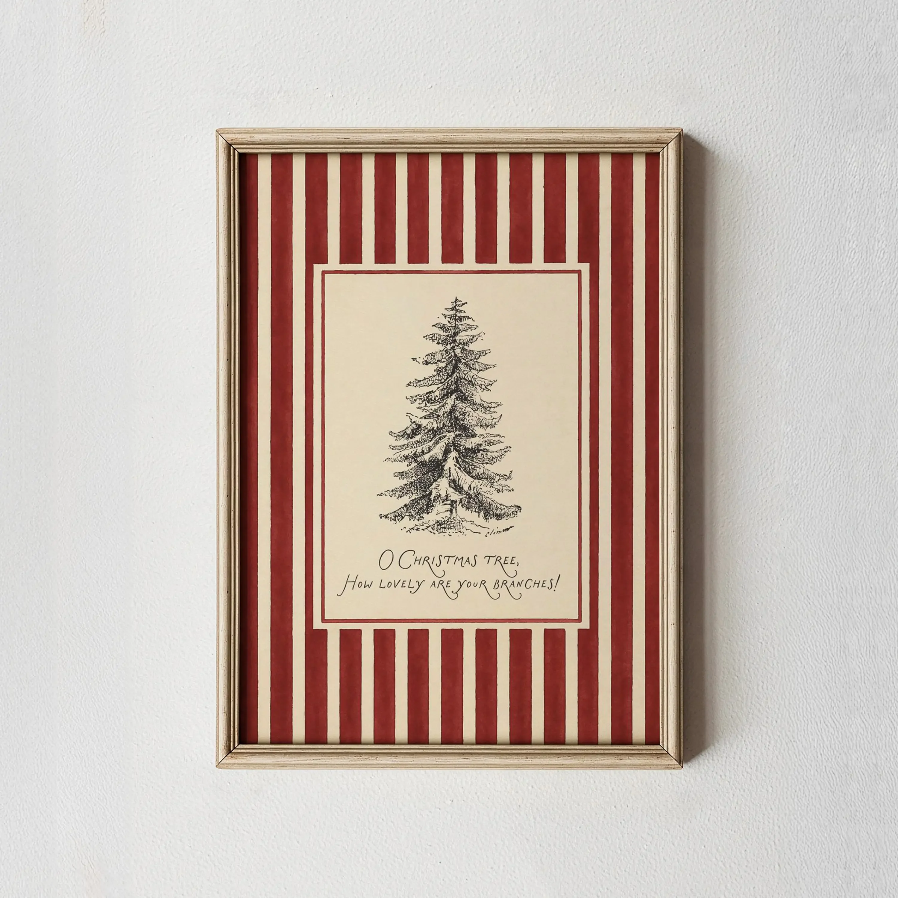 Multiple sizes 1pc frameless Canvas Painting,1pc Vintage Christmas Tree Canvas Wall Art Poster - Unframed Retro Holiday Wall Art