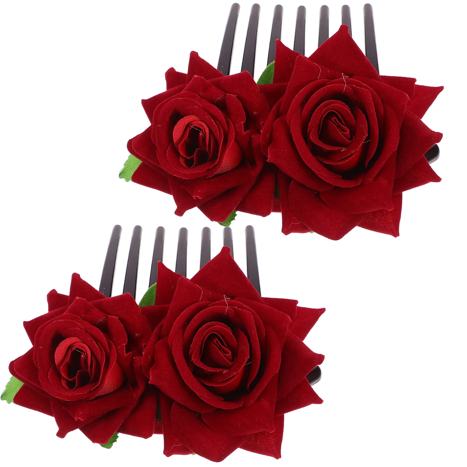 2Pcs Fabric Rose Flower Hair Comb Bridal Wedding Styling Tool Elegant Bridal Hair Clip for Evening Party Bride