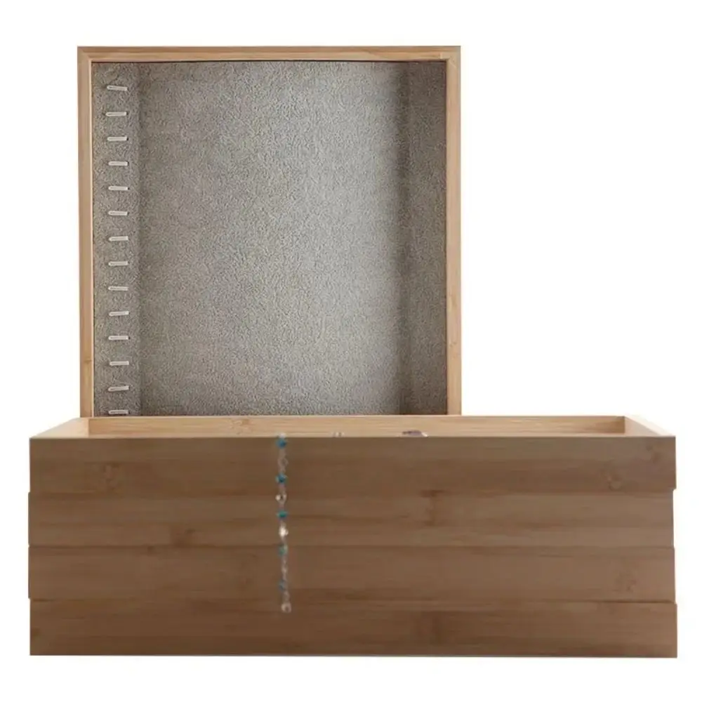 Elegant Bamboo Wooden Jewelry Display Tray Rectangle Korean Style Jewelry Storage Box Necklace Bracelet Display Jewelry Storage