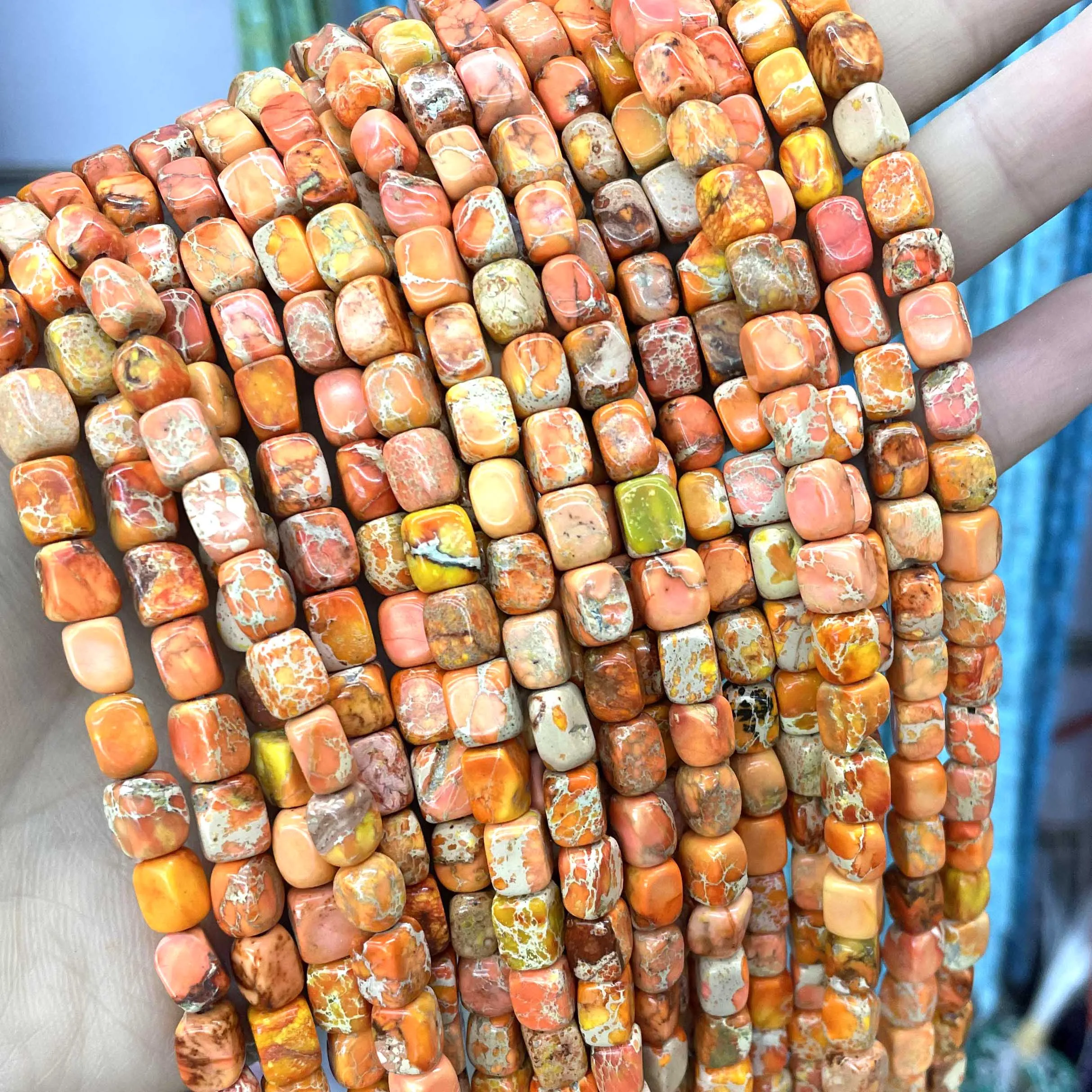 5-7 MM Natural Sea Sediment Stone Cube Loose Spacer Beads For Jewelry  Making DIY Bracelet Necklace Earring Accessories