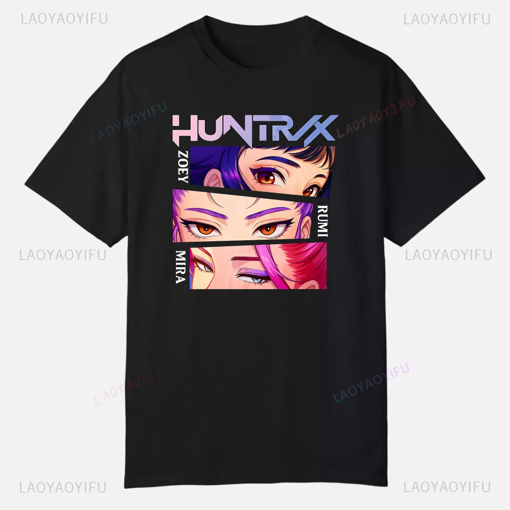 KPop شيطان الصيادين تي شيرتات عجيبة ملابس قطنية مطبوعة بلايز عادية قصيرة الأكمام الرجال تيز الجرافيك الملابس جودة الشارع الشهير