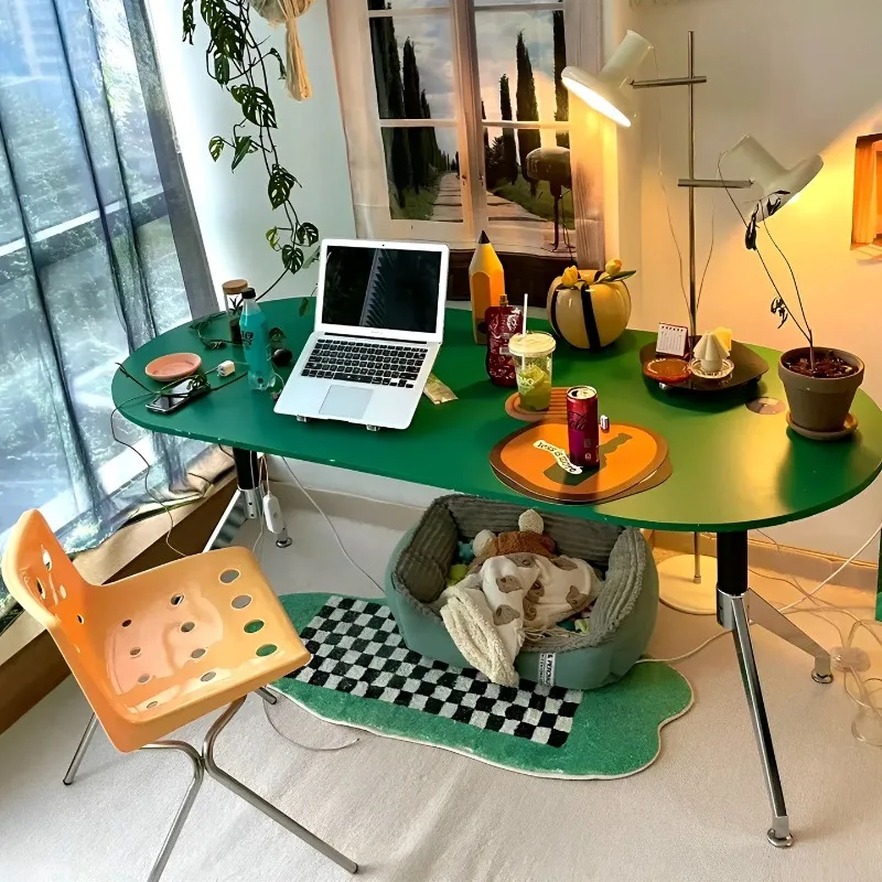 Oval desktop computer desk, modern small apartment home study bedroom desk, office negotiation conference table
