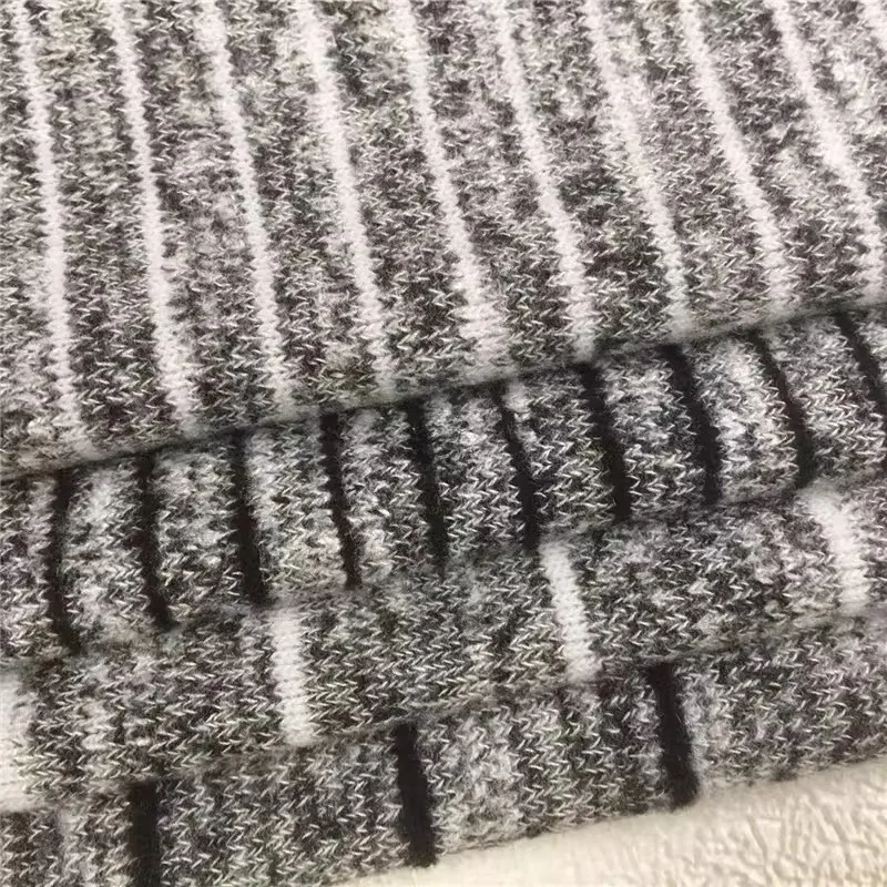 

L100cm X W165cm Gray Stripes Knitted Fabric Ribbed Elastic Skin Friendly Autumn Winter Sweater DIY Material Clothes Accessories