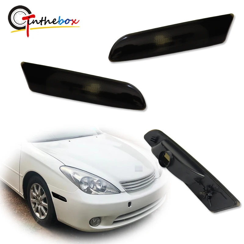 Gtinthebox Smoked Lens Front Bumper Fender Side Marker Light Housing Shells For 2002-2003 Lexus ES300 & 2004-2006 Lexus ES330