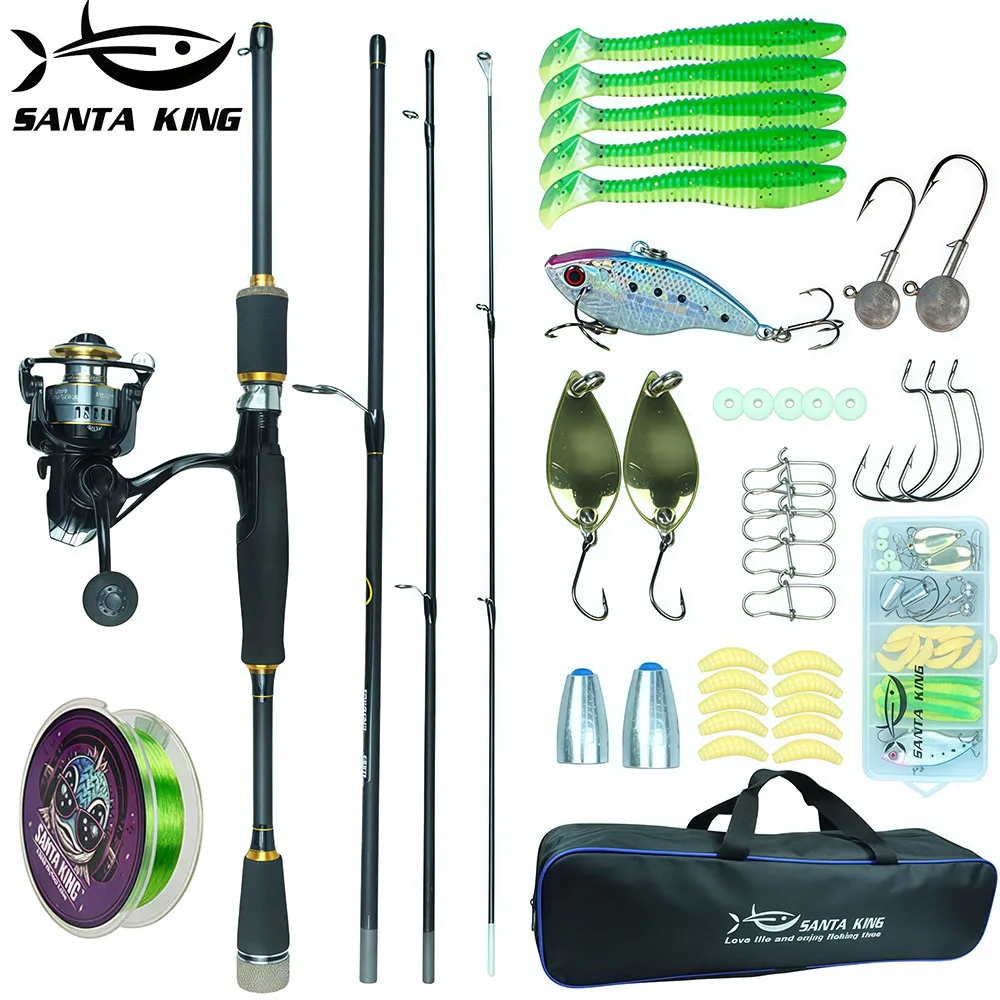 Combos de caña de pescar y carrete, caña de pescar telescópica con carrete giratorio, Kit combinado, sedal, señuelos, juego de anzuelos, aparejos de pesca