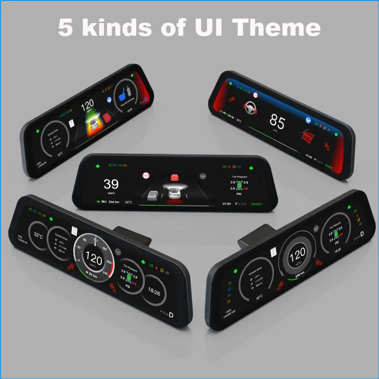 Heads up display para tesla modelo 3 y painel digital carplay android auto 9.66 Polegada tela ips auto hud velocidade de energia