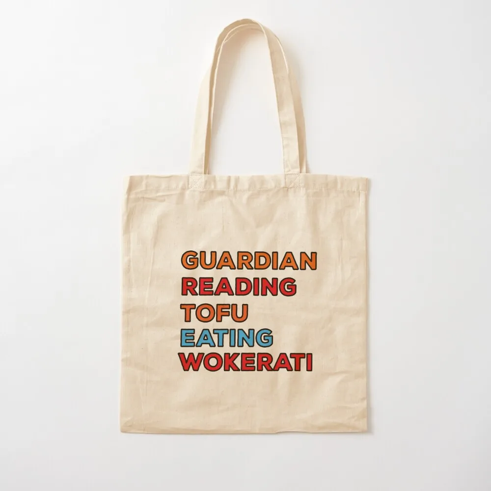 Guardian Reading Tofu Eating Wokerati Tote Bag cute pouch bag reusable grocery bags shopper bag woman Canvas Tote