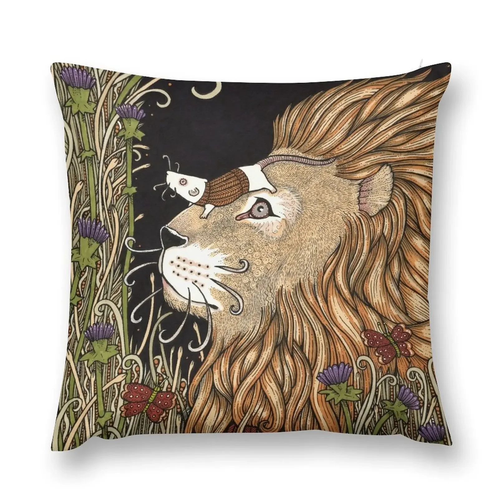 

The Lion and the Mouse Throw Pillow Pillow Cases Decorative Ornamental Pillow Throw Case