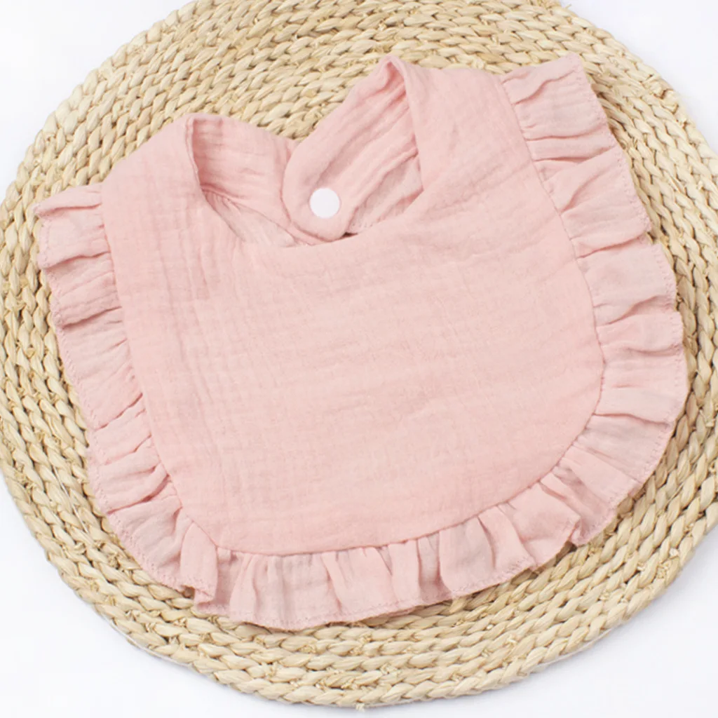 Gauze Bib for Boys Girls Pure Cotton Candy Colored Comfortable Saliva Bib Baby Solid Colored Lace Saliva Towel Baby Products