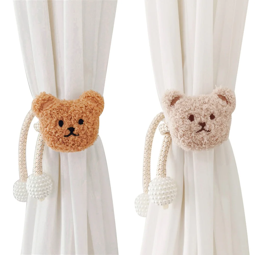 Cartoon Bear Curtain Tieback, Cartoon Embroidery Plush Bear Curtain Binding Strap, Kids Room Window Curtain Buckles Home Decor