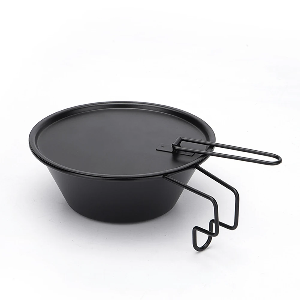 Black Camping Sierra Cup with Lid, Non-Stick Tableware, Outdoor Cookware, Cooking Plates, Bowl, 300ml