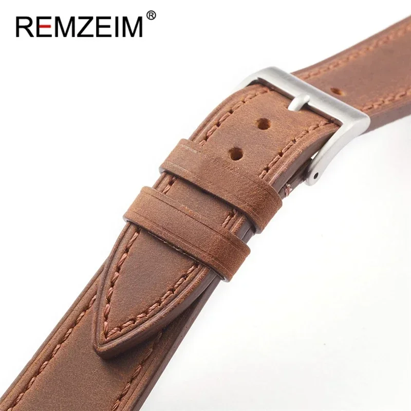 Retro Frosted Crazy Horse Calfskin Watchband 18mm 19mm 20mm 21mm 22mm Quick Release Replacement Strap