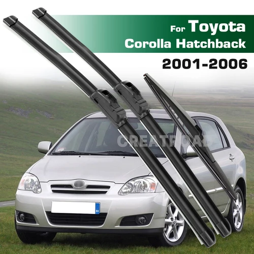 GREATROAD limpiaparabrisas LHD y RHD juego de limpiaparabrisas delantero y trasero para Toyota Corolla hatchback E12 2001 - 2006 parabrisas ventana