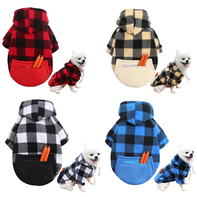 Ropa cálida de invierno para mascotas, abrigo con bolsillo, Sudadera con capucha para perros pequeños, medianos, Grandes, Chihuahua, chaquetas de