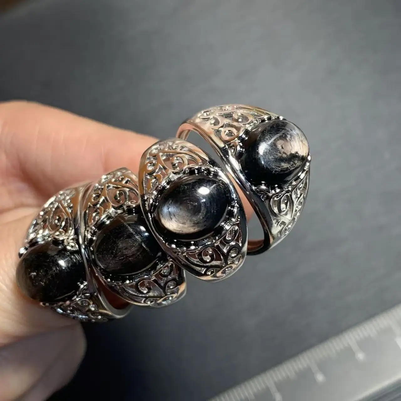 47 Natural Hypersthene Golden luck stone Ring Adjustable Female Ring Jewelry for Women Gift Wholesale High Quality Vintage Fine