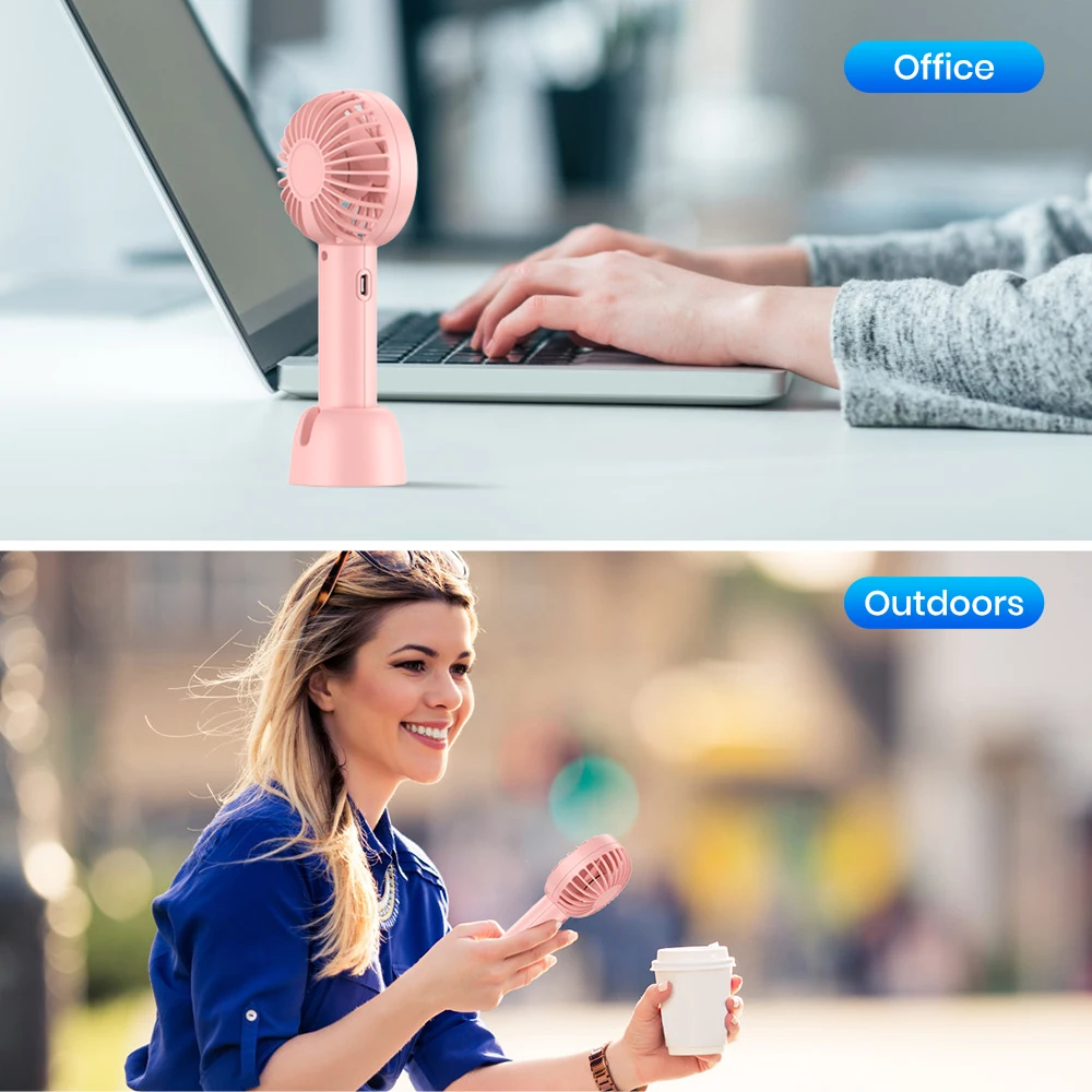 TOPK 1800mAh USB ชาร์จพัดลมพกพาขนาดเล็ก Ultra Quiet 3 ความเร็วการไหลของอากาศที่แข็งแกร่งมือถือพัดลมตั้งโต๊ะยาวนานสําหรับ Home