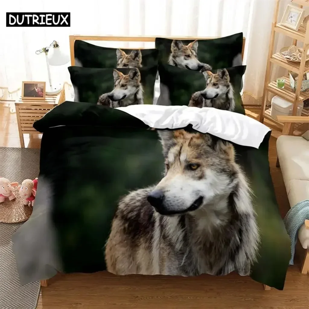 Wolf 3D Digital Comfortable Duvet Quilt Cover Pillowcase Bedding Set Children Bedroom Decoration Home Textile