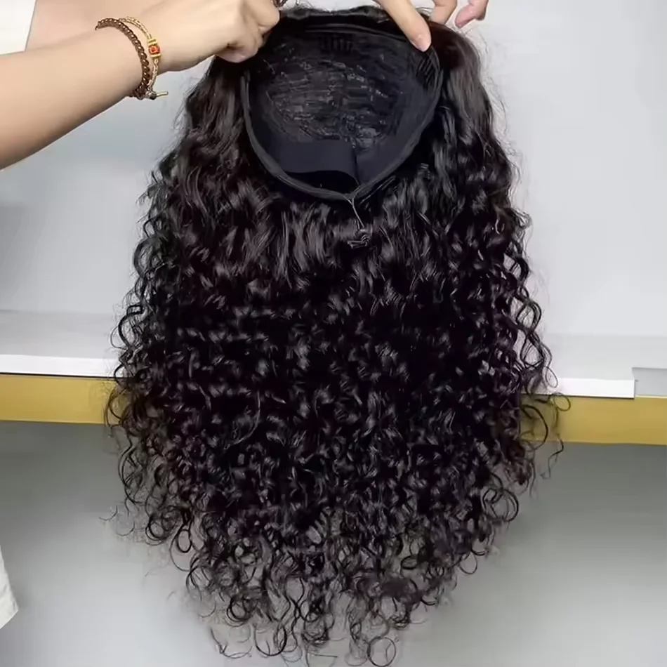 Kinky Curly 3 IN 1 Half Wig Human Hair Wear and Go Deep Curly  Wig Machine Made Clip-in Upgrade Human Hair Wigs