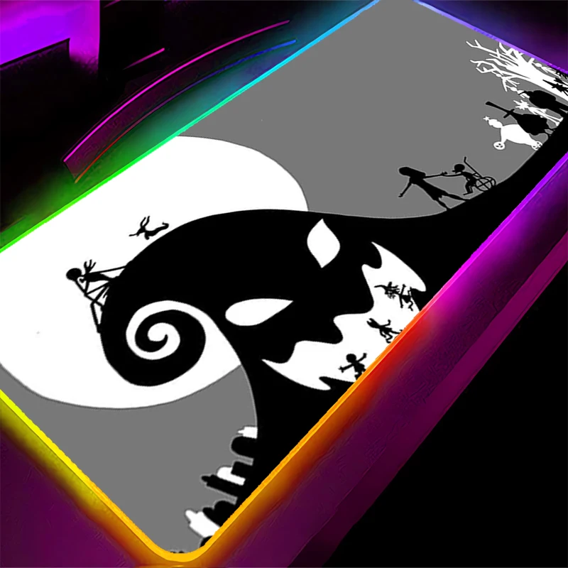 

RGB LED Mouse Pad Laptop Keyboard Pad Non-Slip Anime Tablet Pad PC Accessories HD Mousepad J-jack S-skellington Gaming Desk Mat