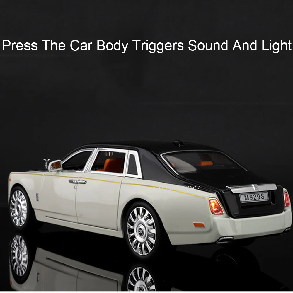 1:20 Scale Rolls-Royce Phantomของเล่นรถรุ่นโลหะผสมDiecastเสียง 6 ประตูเปิดดึงกลับของขวัญวันเกิดสําหรับเด็ก
