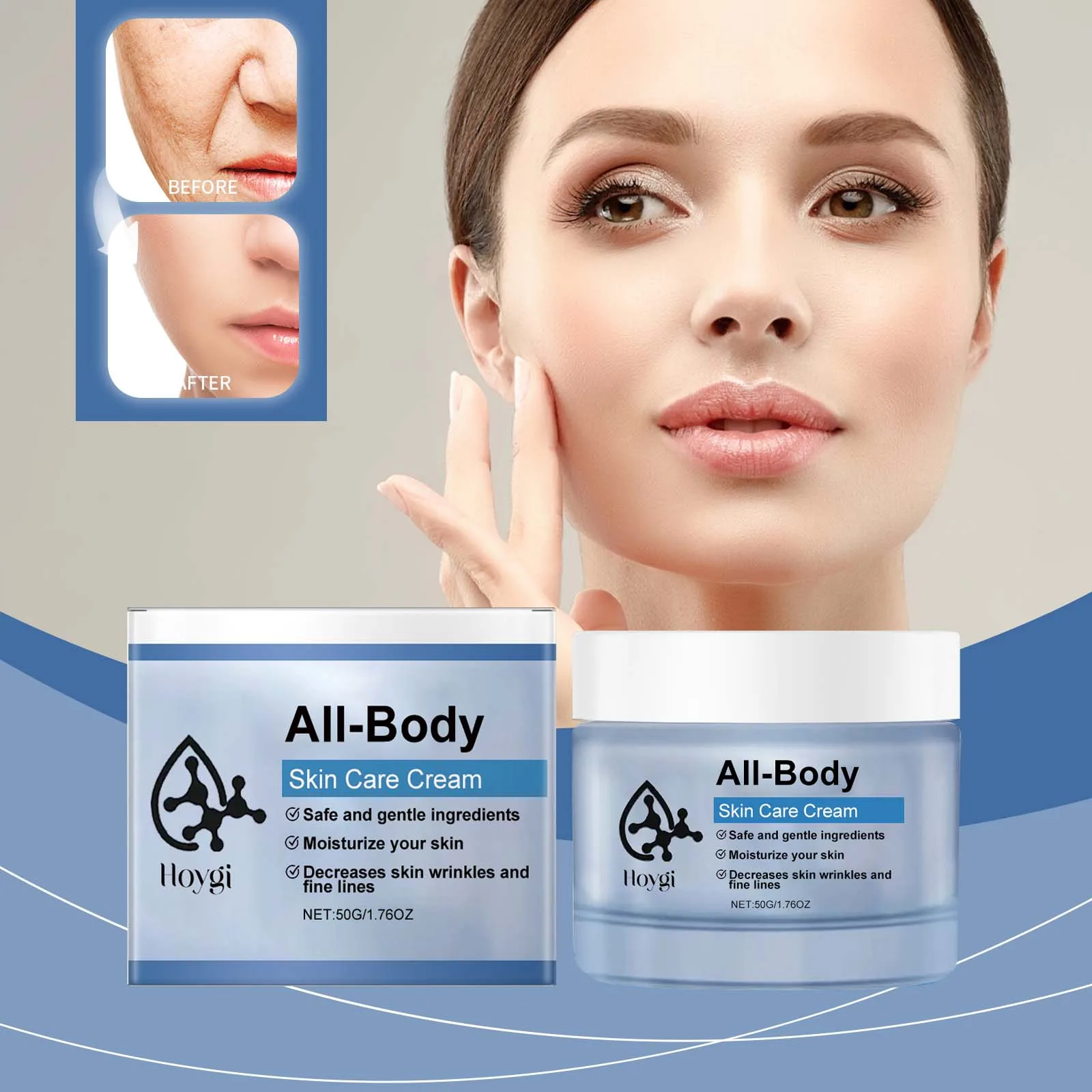 "كريم العناية ببشرة الجسم بالكامل - ترطيب عميق ومضاد للتجاعيد للوجه والجسم - آمن للبشرة الحساسة - 500 جرام/1.76 أونصة"