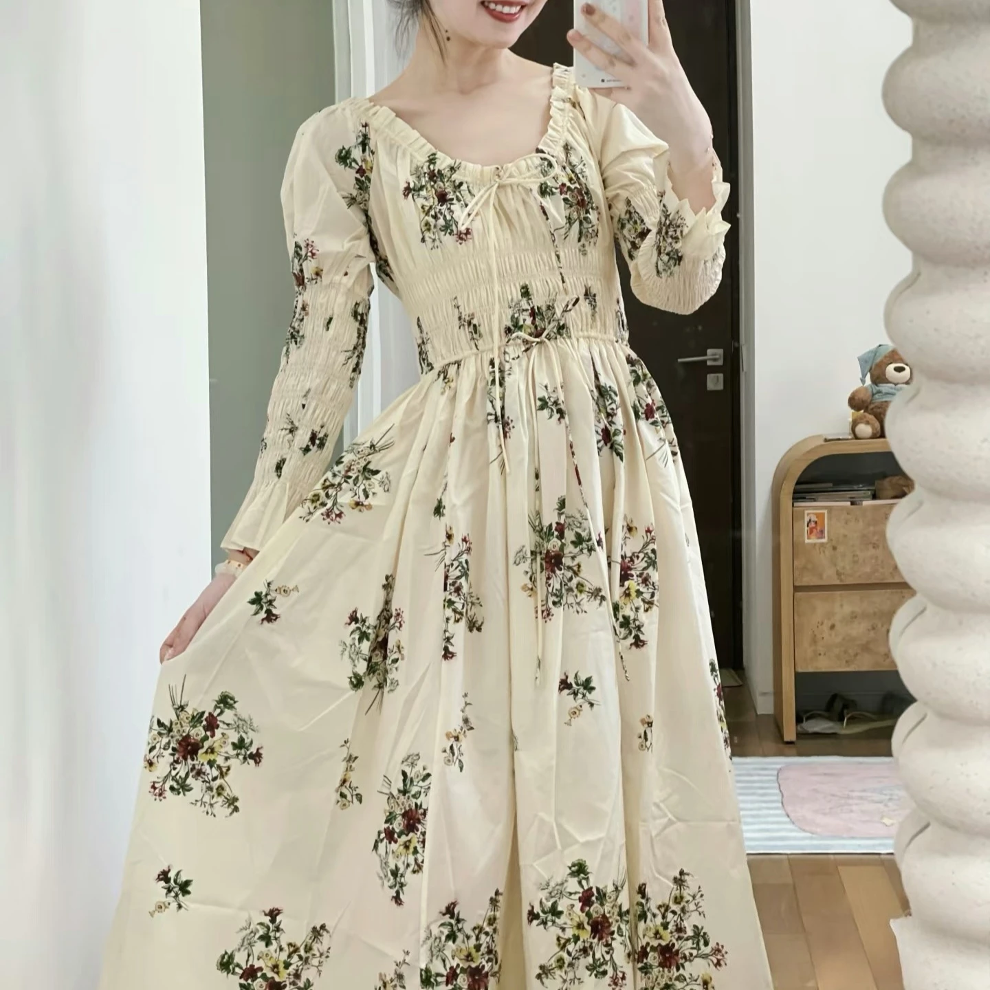 

Женское хлопковое платье с принтом и эластичной резинкой на талии, элегантное винтажное модное платье макси