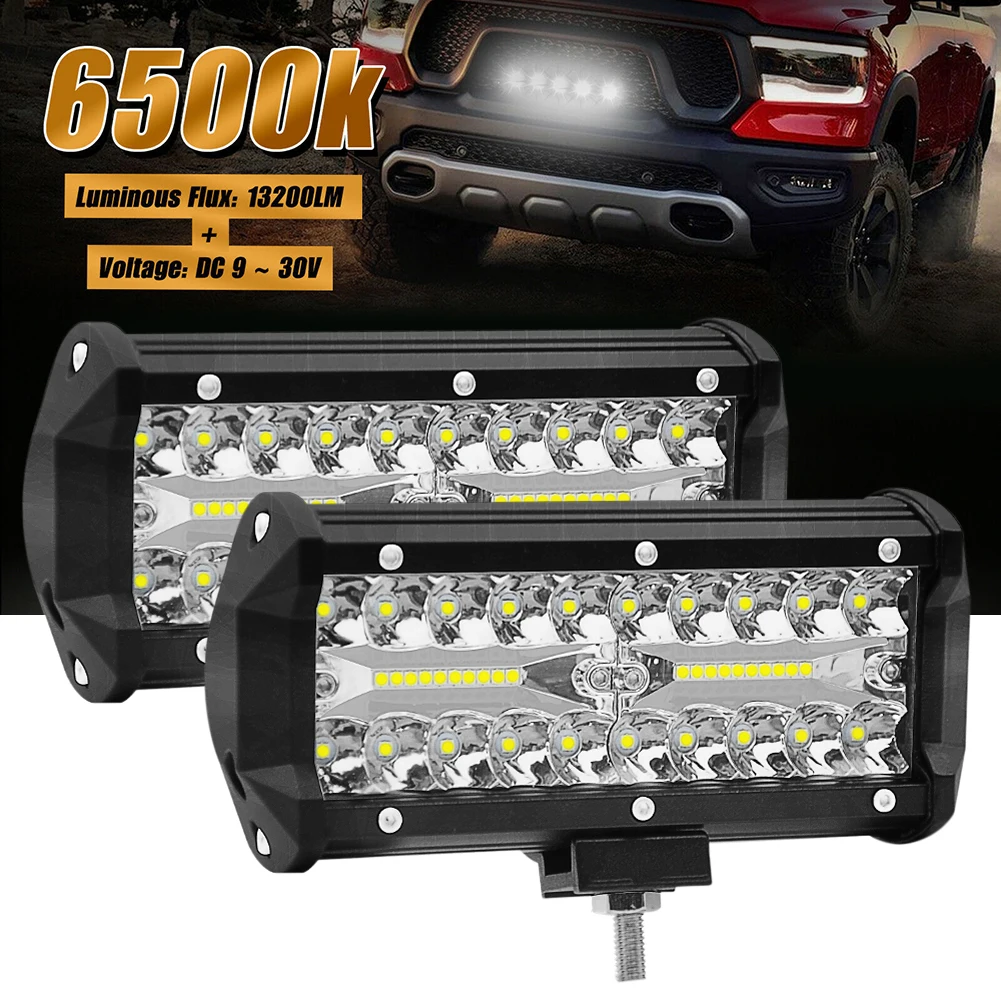 

2pcs 7“ LED Light Bar 400W Triple Row 40LED Work Light 13200LM Spot Light 12V/24V Driving Fog Light Off Road Truck 4x4 ATV Light