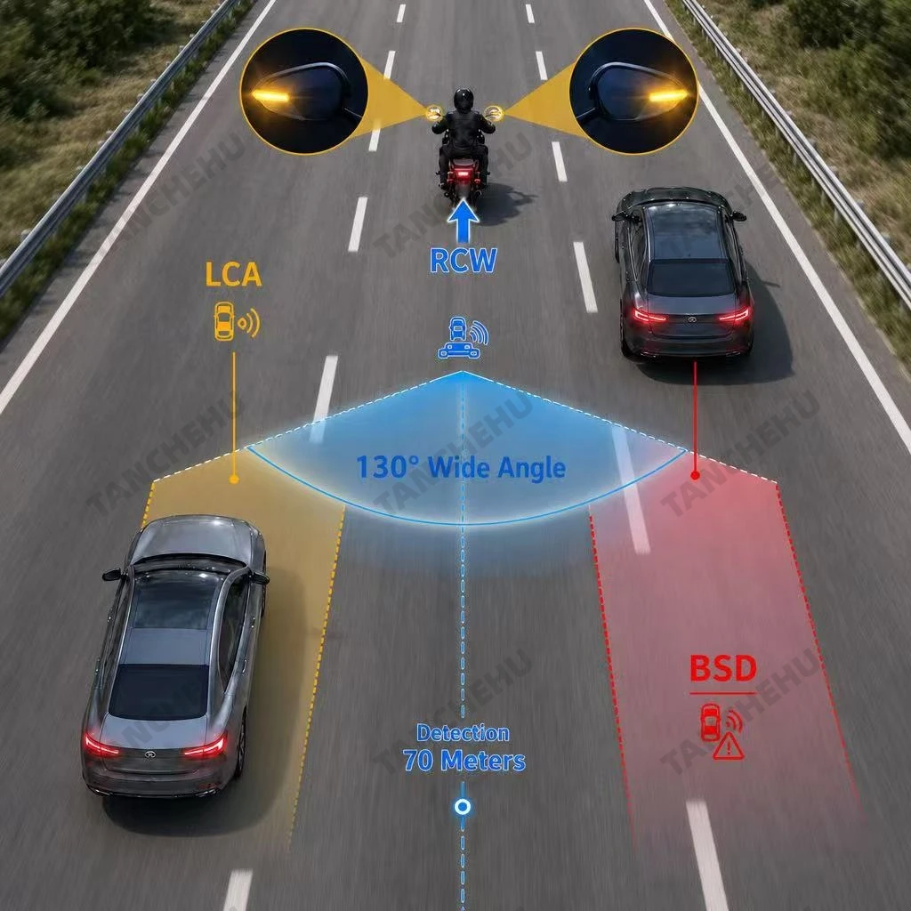 Motorcycle Side Detection Warning System BSD Radar For Kawasaki Vulcan S Z900 Z650 Z400 ZX-4R ZX6R ZX10R Vulcan S、Versys 650