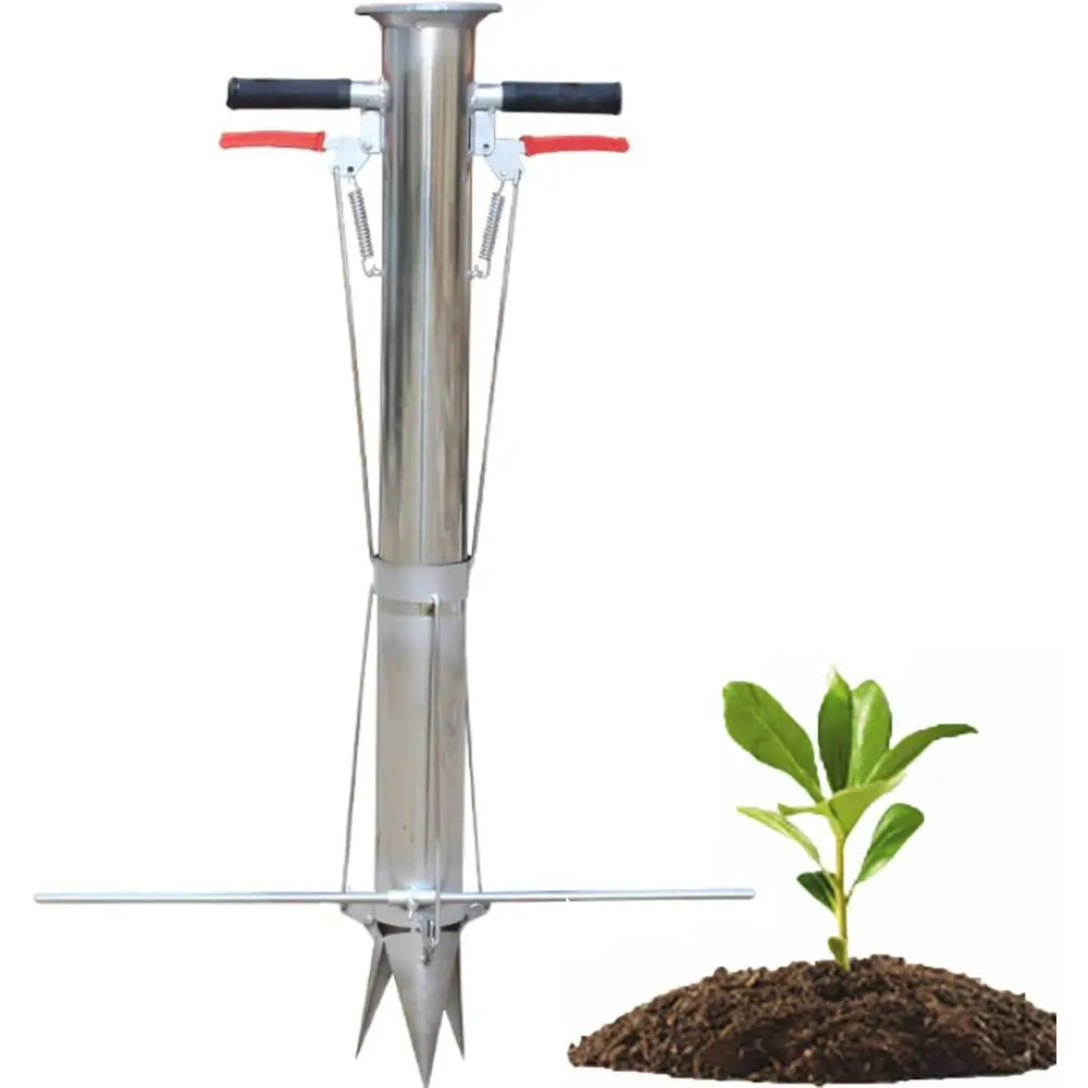 

Long-Handled Bulb Planter Set for Gardening: Manual Transplanter with Pedal and Rangefinder for Planting Greens, Onions, Radishe