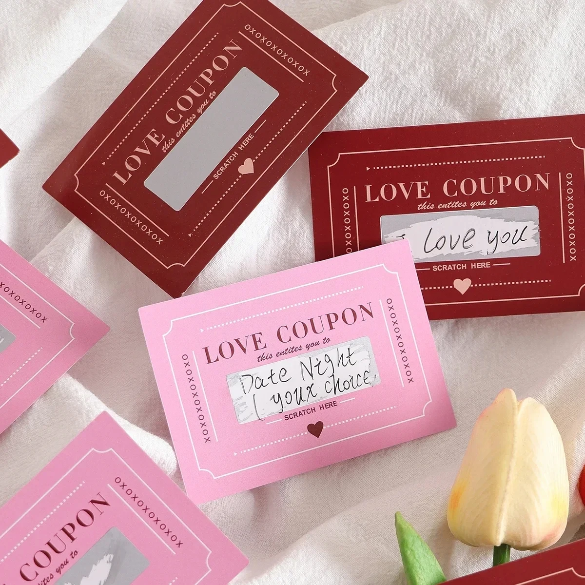 Tarjeta para el Día de San Valentín, cupones de amor, notas de amor, tarjetas para rascar, tarjeta de felicitación de aniversario del Día de San Valentín, regalos DIY, 10 /20