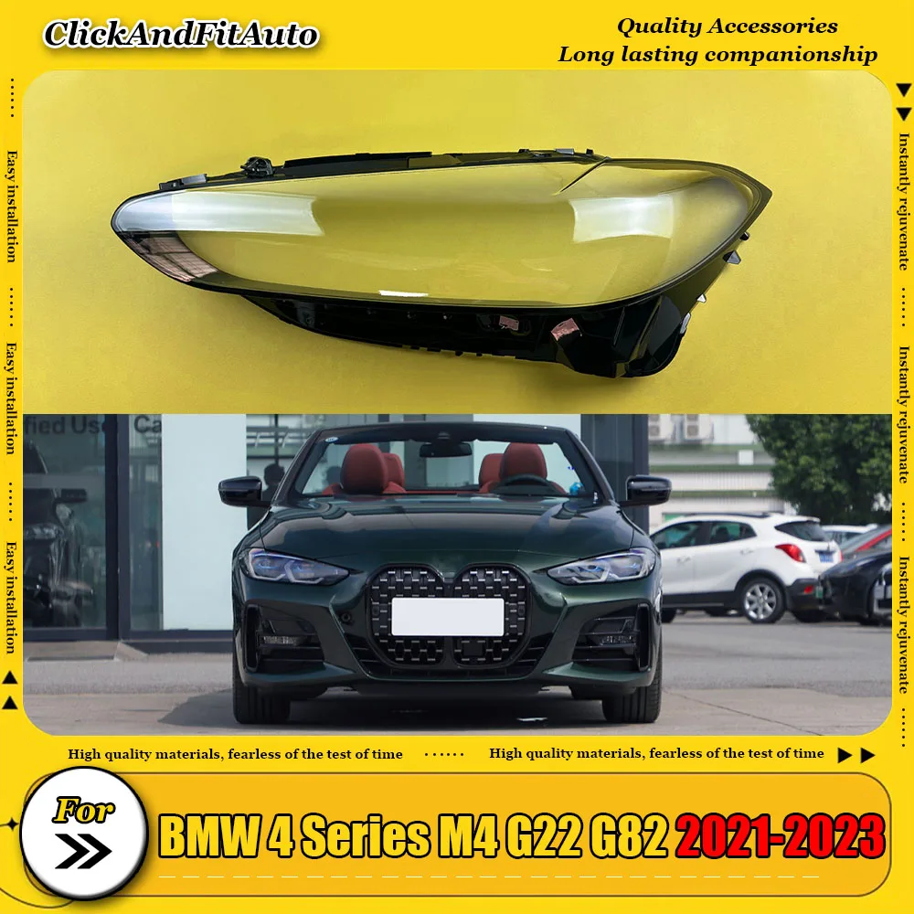 

For BMW 4 Series M4 G22 G82 2021-2023 Headlight Cover Headlamp Shell Headhights Lens Lampshade Transparent Plexiglass