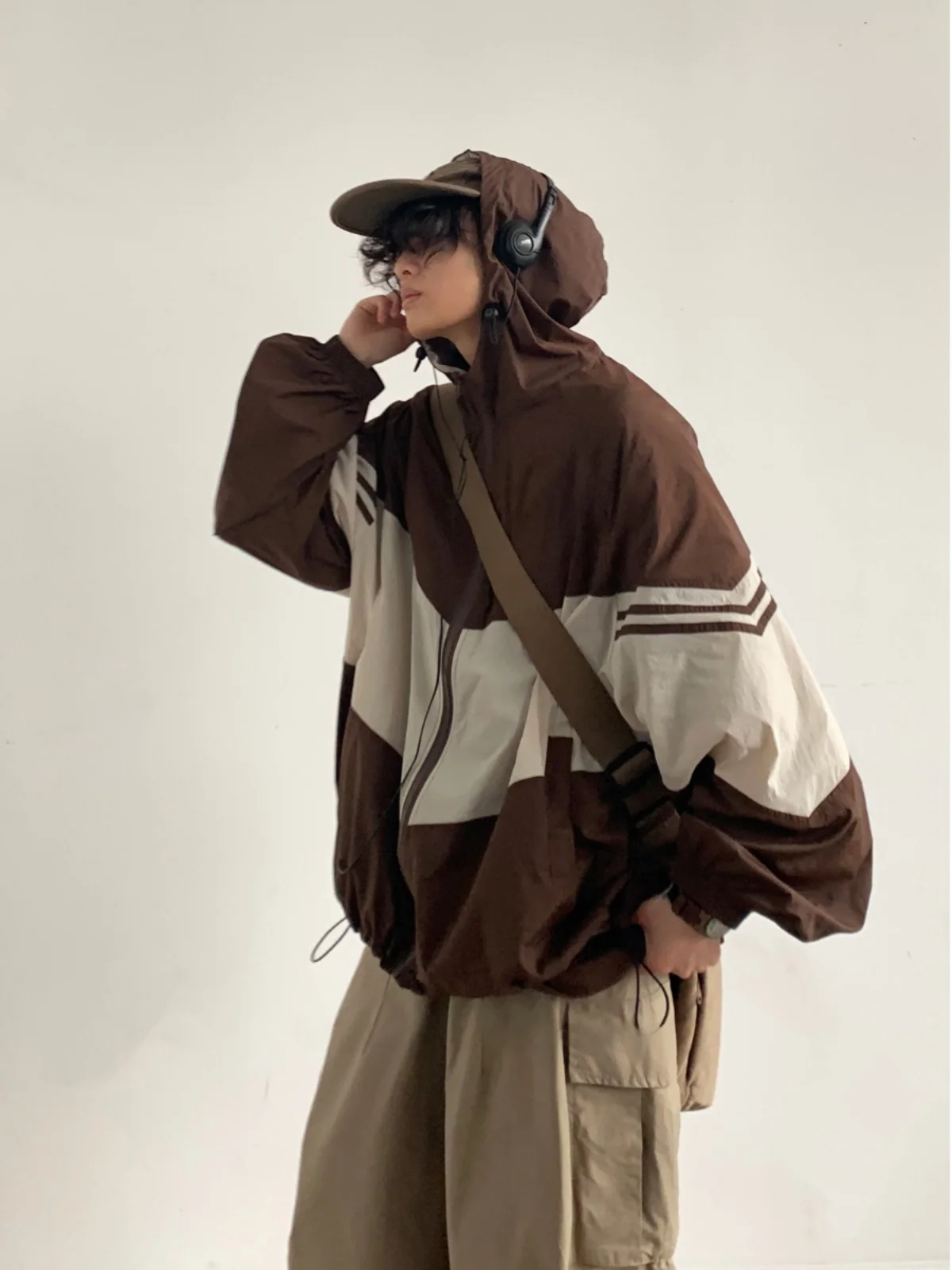 

Summer New Retro Japanese Sle Jaet Loose Outdoor ex Workwear Outerwear Color Blo Design Long Sve UV Protection