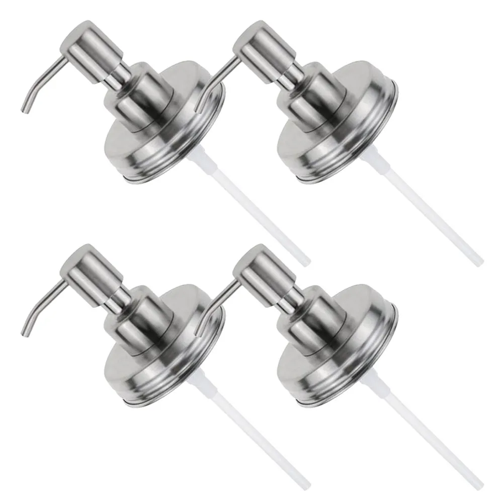 

4Pcs Mason Jar Soap Pump Replacement Lid for Lotion Bottle Bathroom Kitchen Pressing Soap Dispenser Pumps Mason Jar Pump Lid