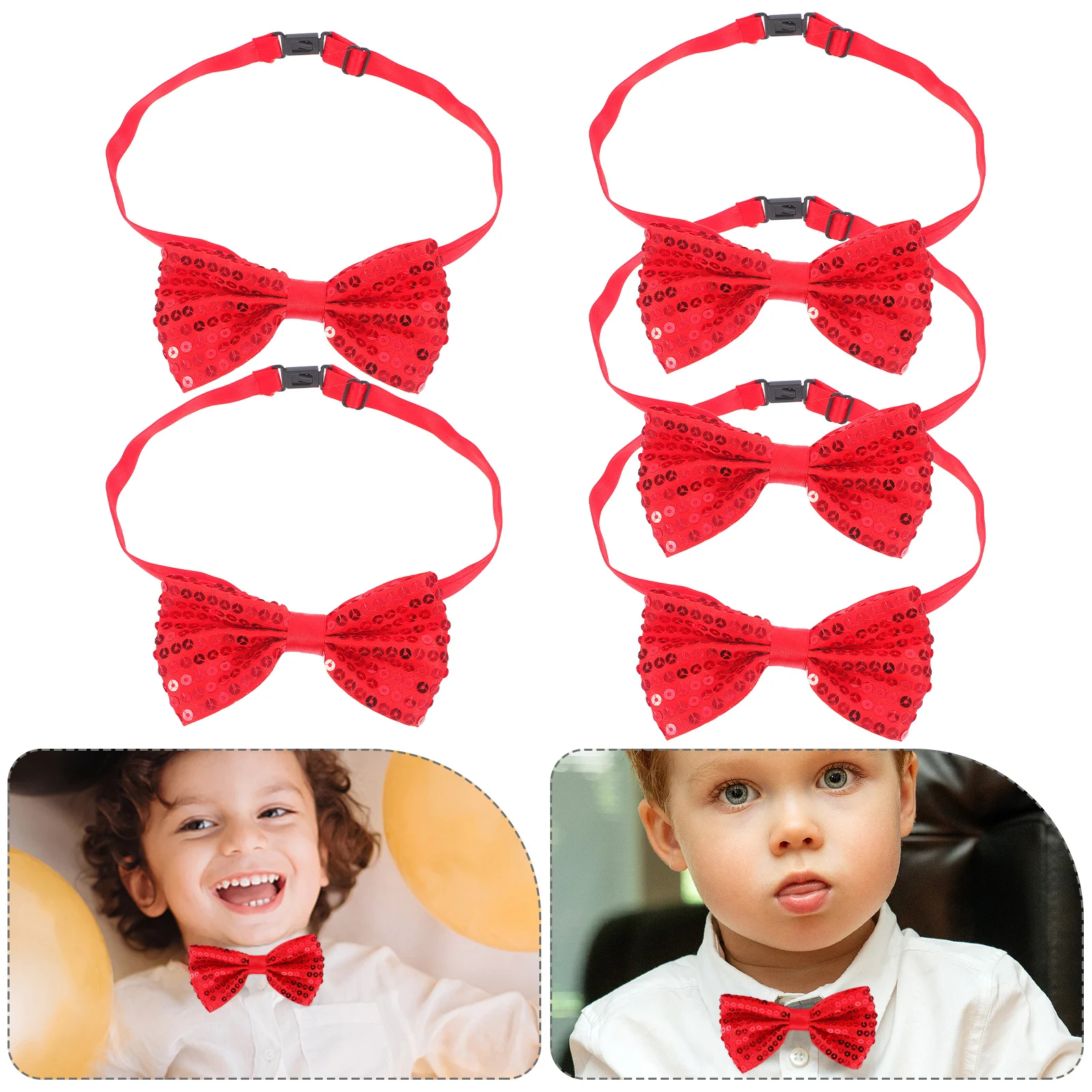 

5Pcs Sparkly Sequin Bow Ties for Kids Adjustable Pre-Tied Bowties for Stage Graduation Party Wear Boys Girls Sequin Bow Ribbon