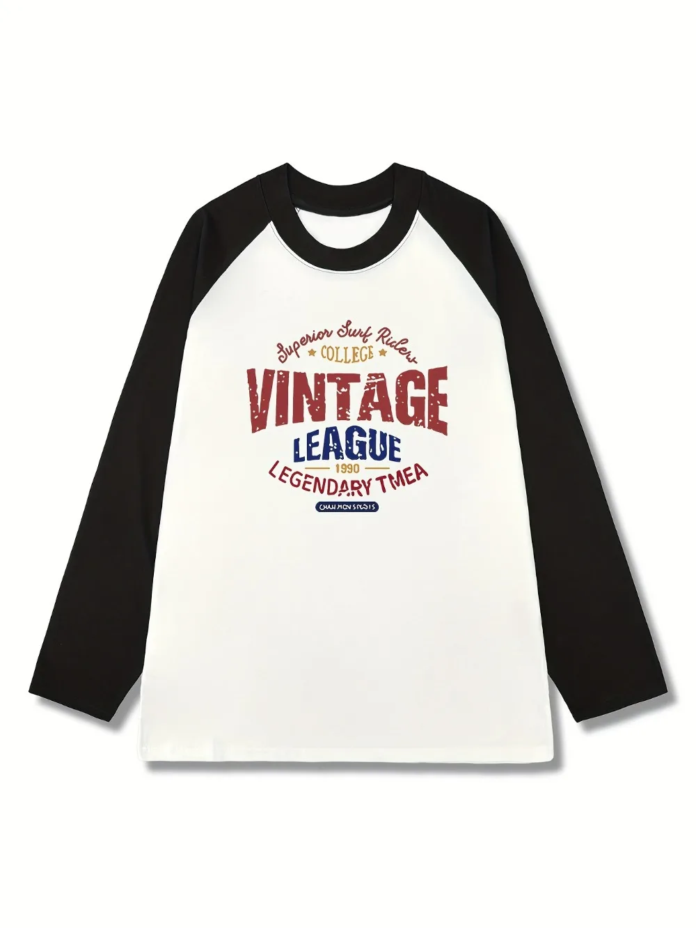 النمط الياباني والكوري المتناقضة اللون بأكمام طويلة تي شيرت الرجعية نمط الدوري ثلاثية الأبعاد الطباعة جولة الرقبة عارضة أعلى #4