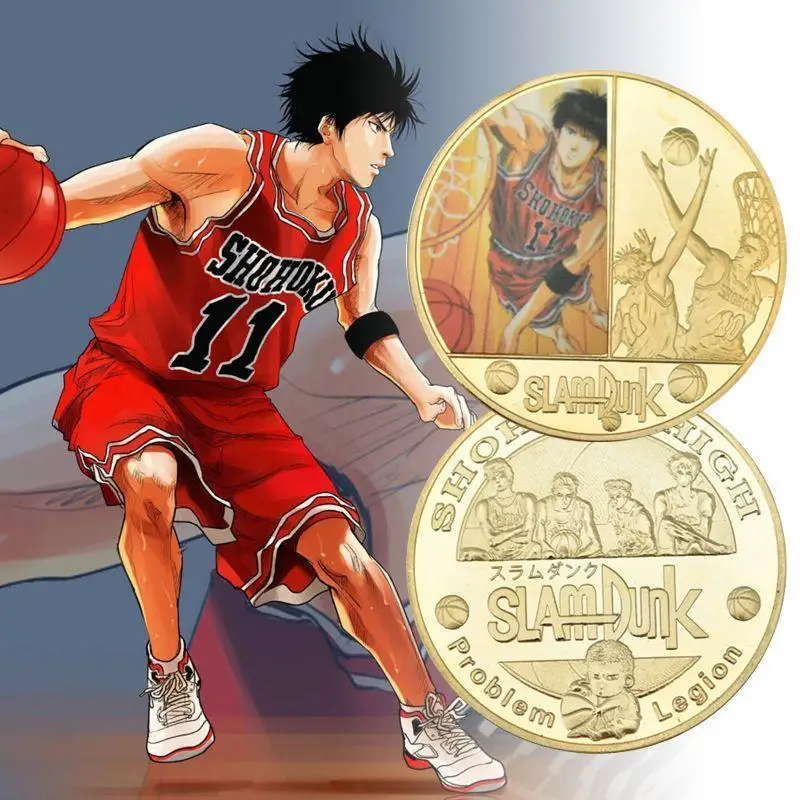Nowy Slam Dunk Hanamichi Sakuragi Anime peryferyjna figura pamiątkowe monety osobowość twórcza metalowa plakietka kolekcja prezentów