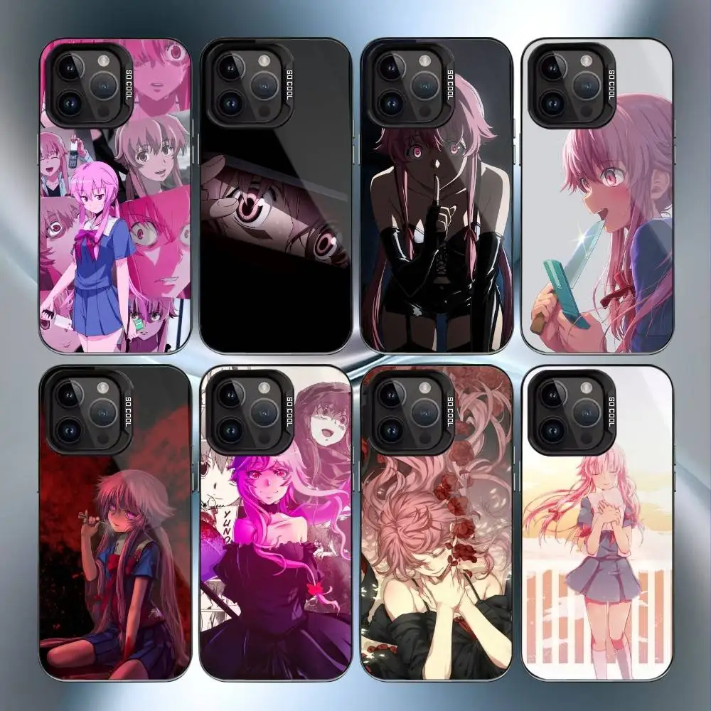 

M-Mirai N-Nikki Gasai Yuno Anime Phone Case For iPhone17, 16,15,14,13,12 Pro Max Black Candy Matte Shockproof Cover