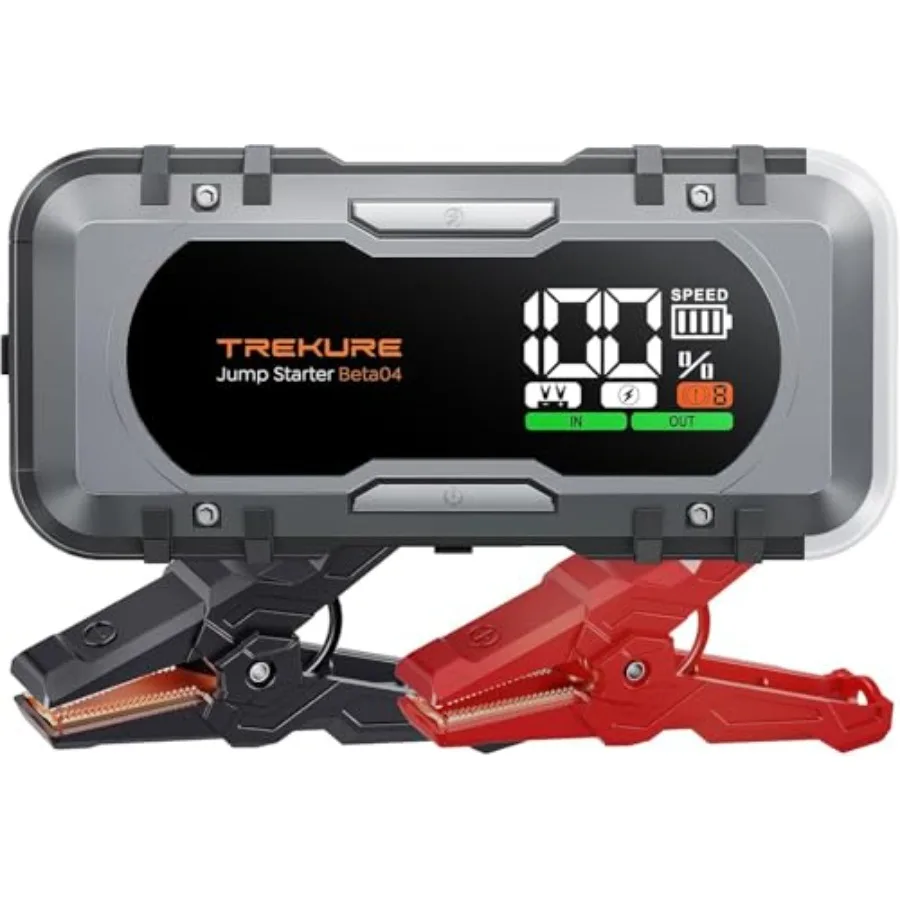 

Car battery jump starter for gas and 12L diesel vehicles lithium-ion black 27000mAh capacity with 65W charging 160W DC output 6