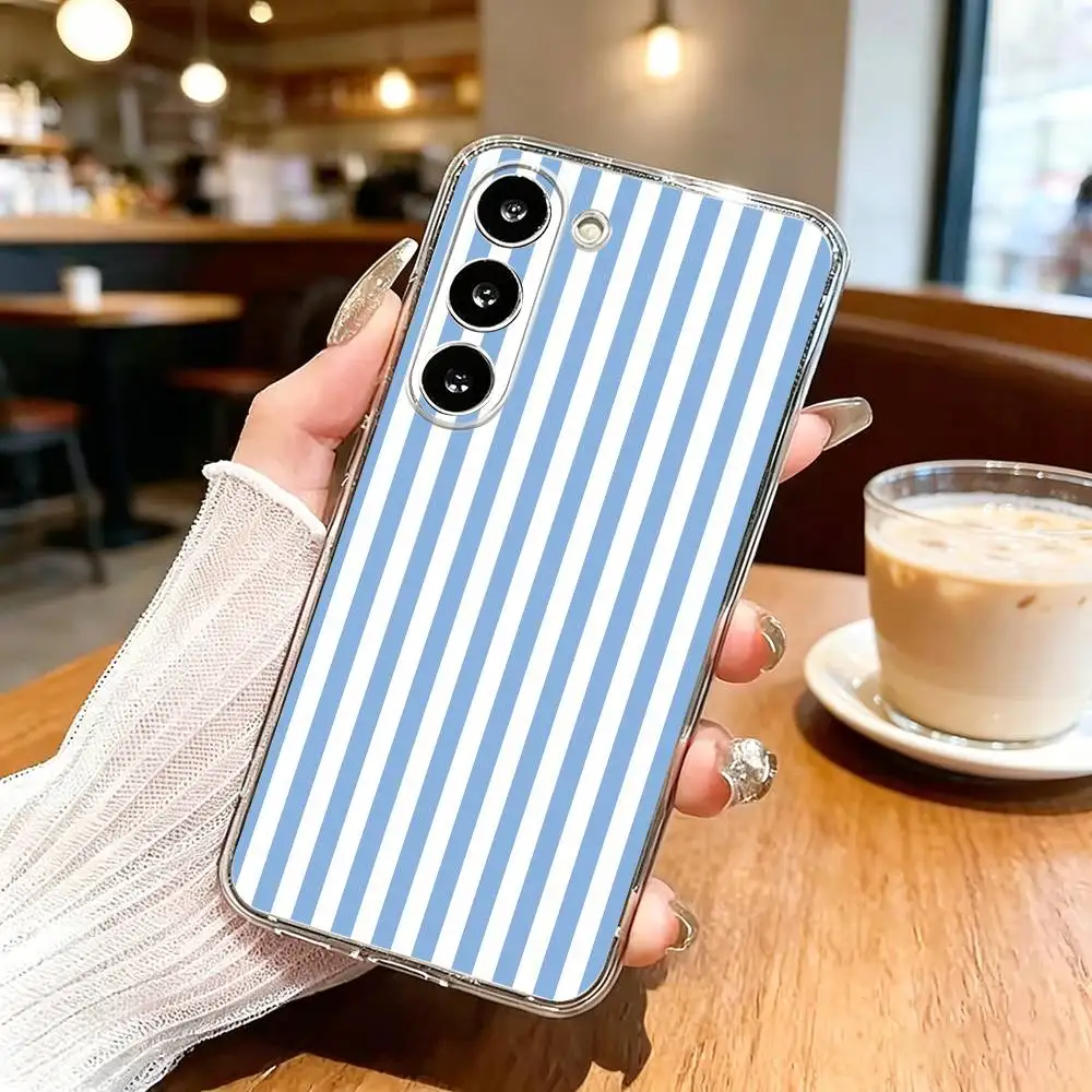 L-light Blue S-Stripeds-S Phone Case Transparent Silicone Soft For SamsungA10,12,20,21S,30,31,40,50,51,52,70,71