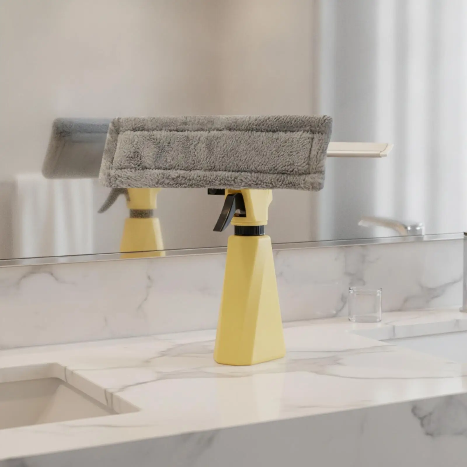Handheld Window Cleaning Sprayer with Microfiber Pad Triple Action Glass Squeegee Tool for Home Shower Door Streak Free Cleaner