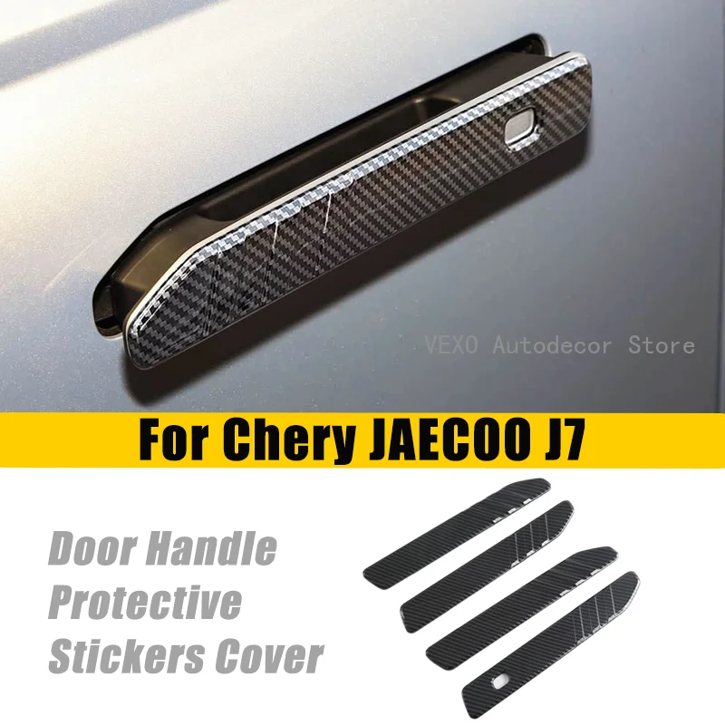 

For Chery JAECOO J7 PHEV Tansuo 06 Door Handle Covers Fiber Pattern Car Door Handle Protective Stickers Cover Decor Accessories
