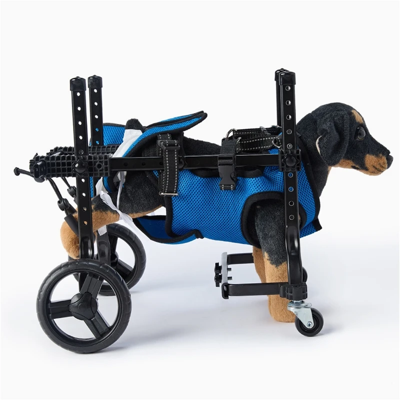 OEM Foldable Dog Wheelchair with Retractable Design for Hind Leg Rehabilitation Four-Wheel Assistance Lightweight & Portable