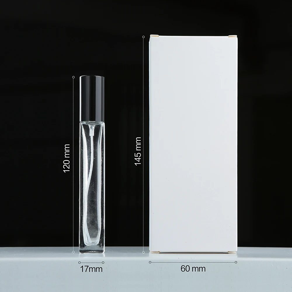 10PCS 20PCS 10ml  Square Glass Spray Bottle with Box Travel Portable Sample Fragrance Atomizer